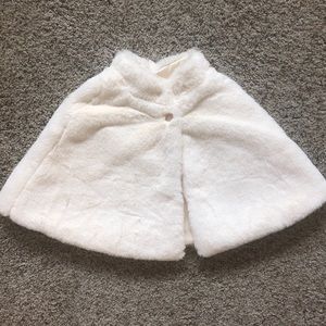 Ruby and Bloom toddler faux fur shawl with button